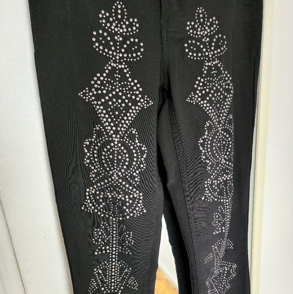 Rare H&M Black Beading High Waisted Strechy Streight Leg Pants Co ord Set - Picture 10 of 16